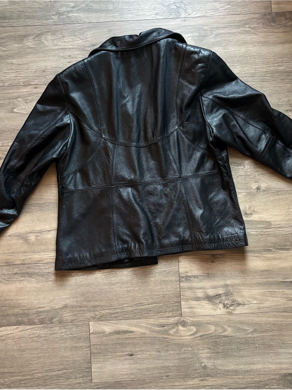 Maxima Black Leather Button-Front Jacket; NO Zipper Pull - Picture 8 of 16